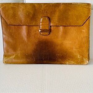 Vintage Fendi Document Portfolio Leather Clutch Bag Envelope Case Unisex